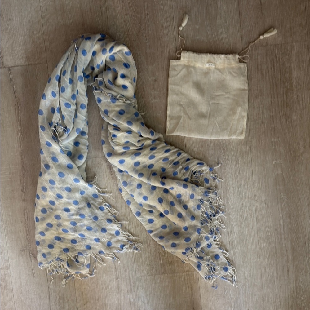 Chan Luu Silk & Cashmere Polka Dot Scarf with Pouch NWOT